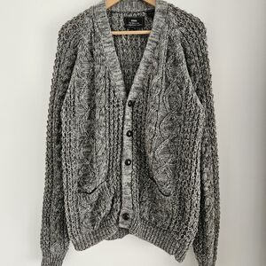 80s Sears Mens Store Acrylic Cardigan Textured Gray